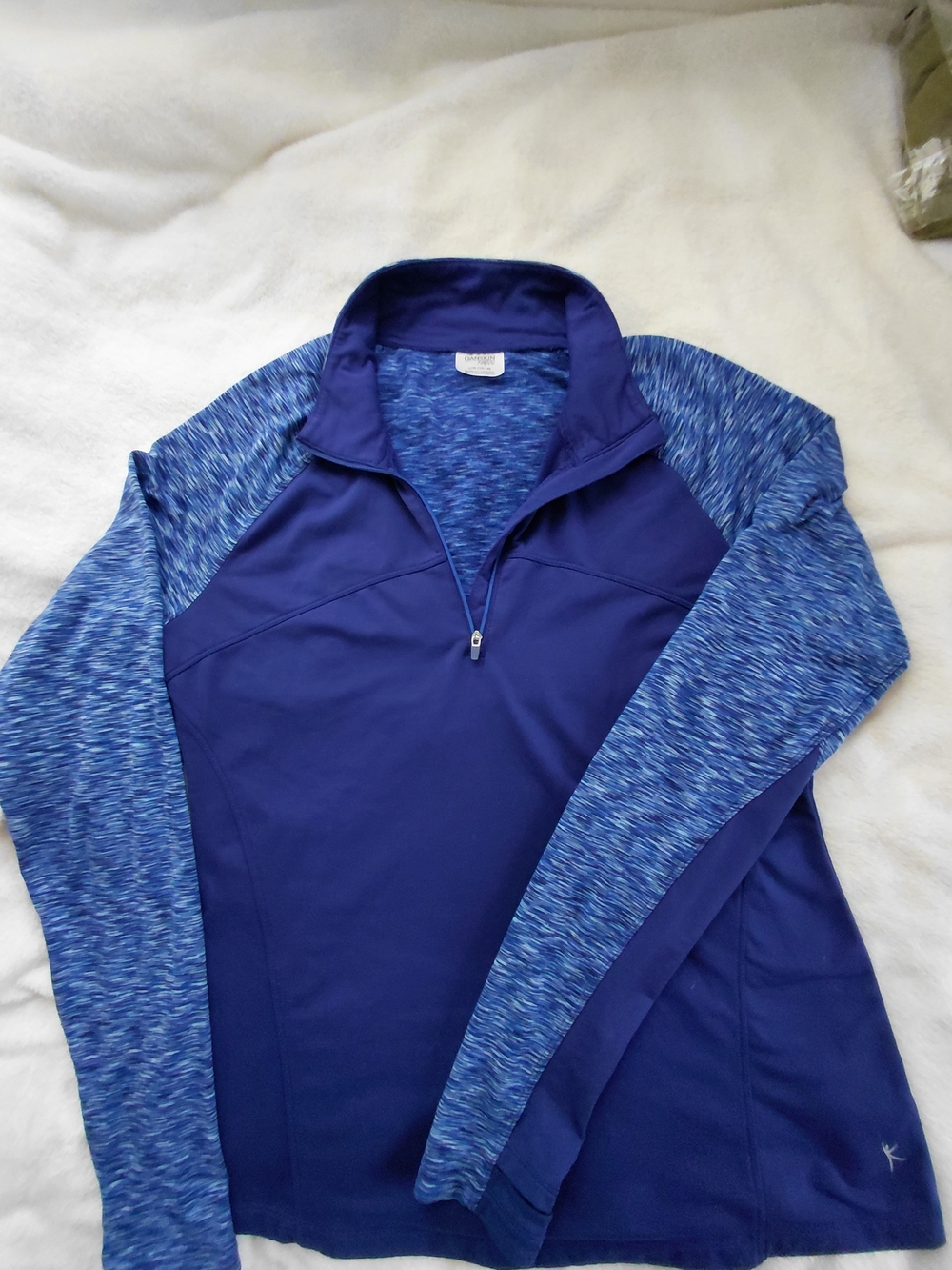 Danskin Women's Two-Tone Blue Quarter-Zip Pullover L